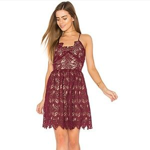 Revolve J.O.A. Burgundy/Red lace cocktail dress